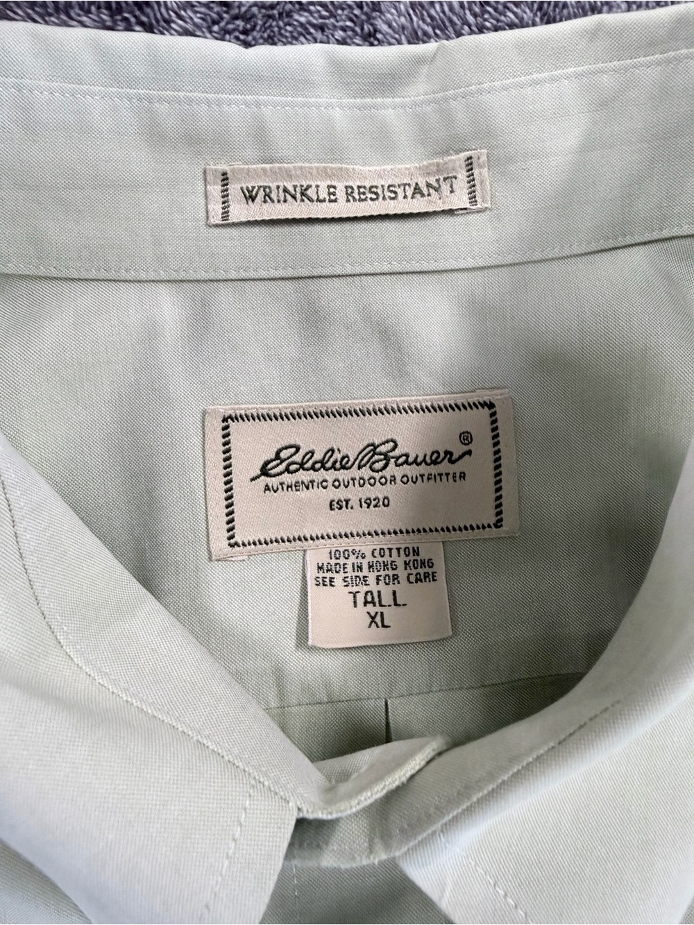SKU 1317Eddie Bauer Tall XL Light Mint Green Wrinkle-Resistant Button-Down Shirt